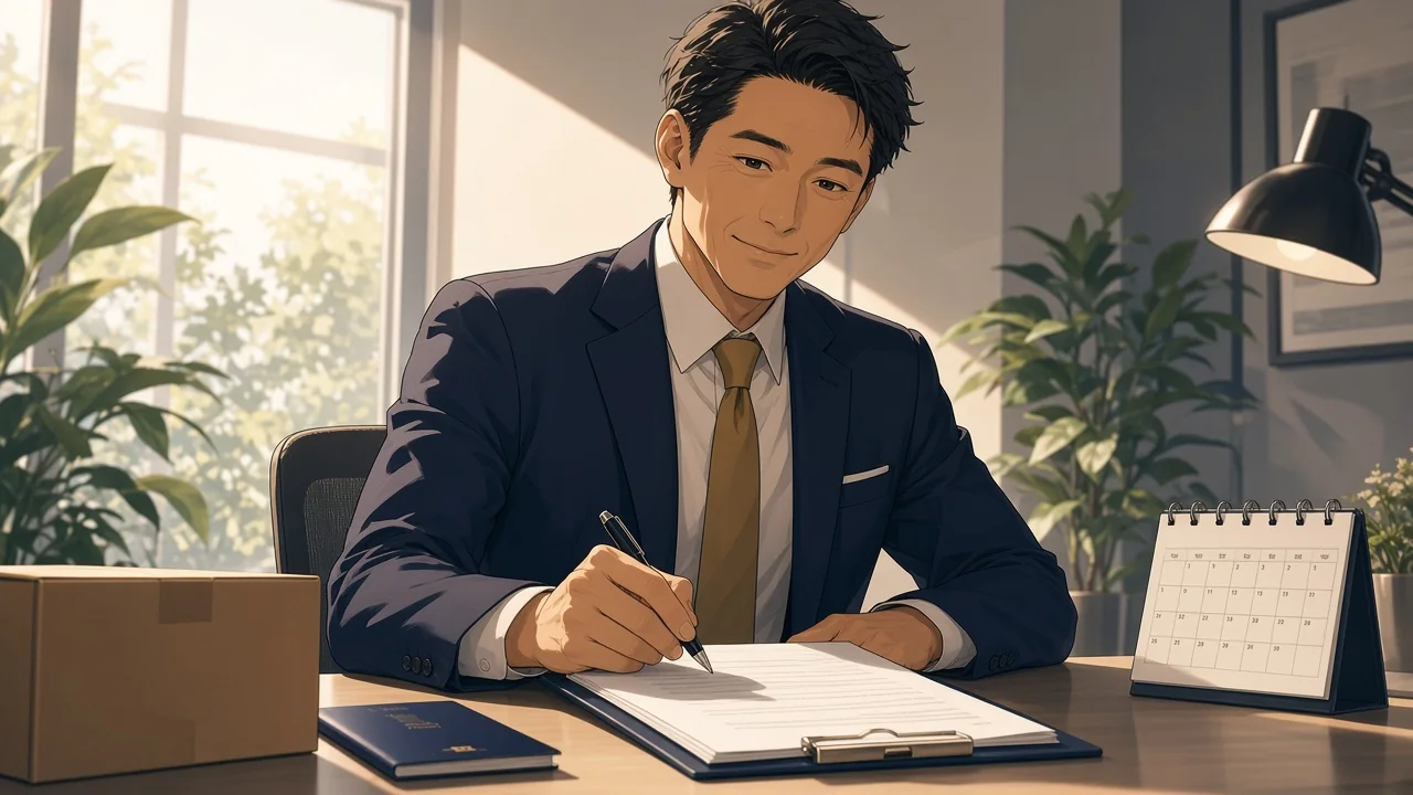 A user reviewing organised tasks at a desk